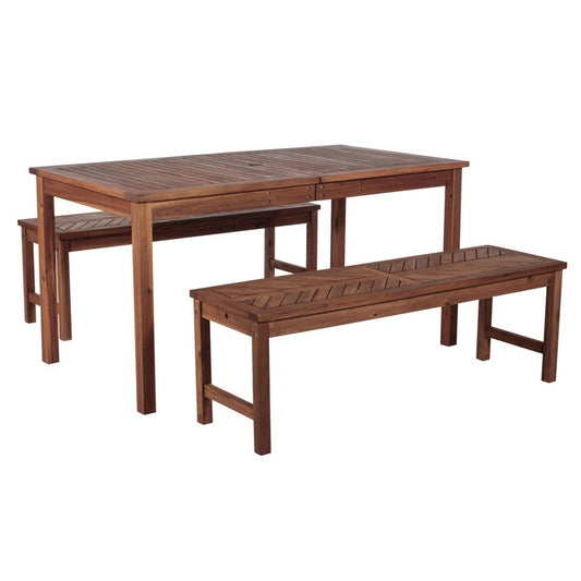 Vincent 3-Piece Chevron Outdoor Patio Dining Set - Dark Brown