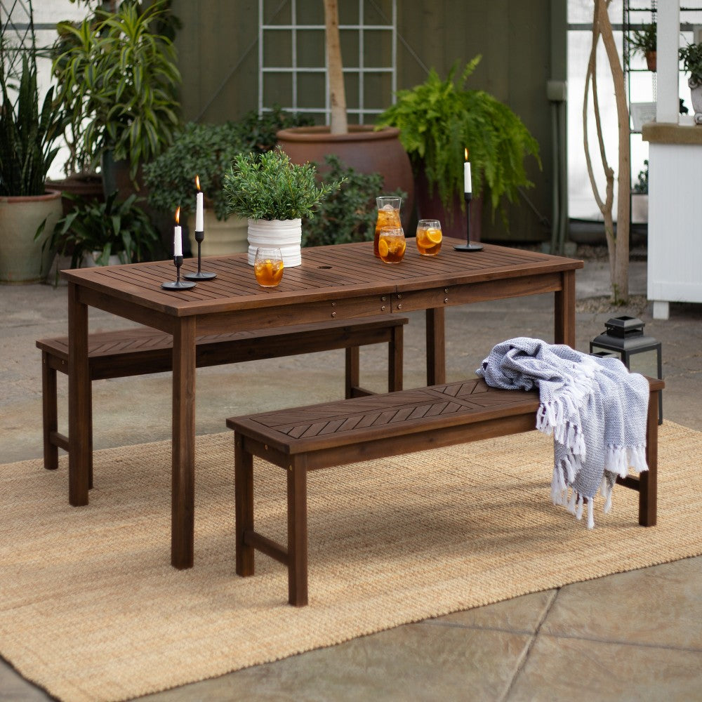 Vincent 3-Piece Chevron Outdoor Patio Dining Set - Dark Brown