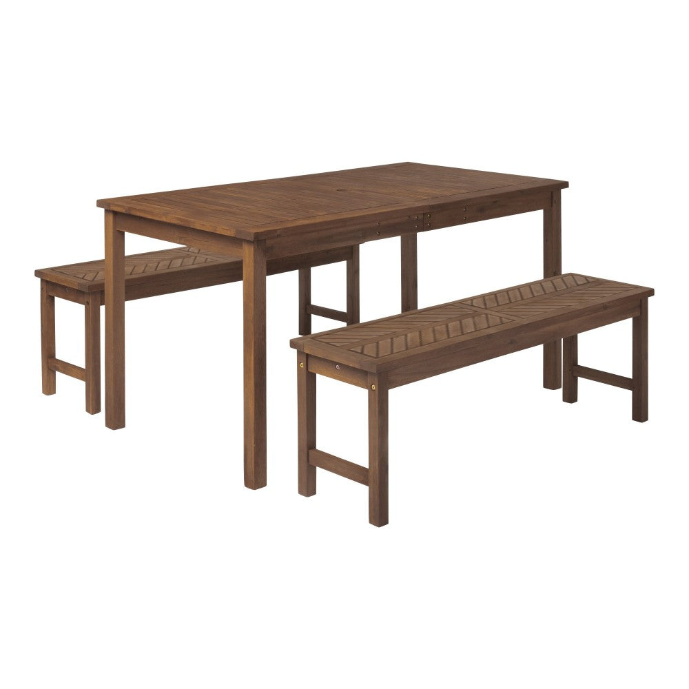 Vincent 3-Piece Chevron Outdoor Patio Dining Set - Dark Brown
