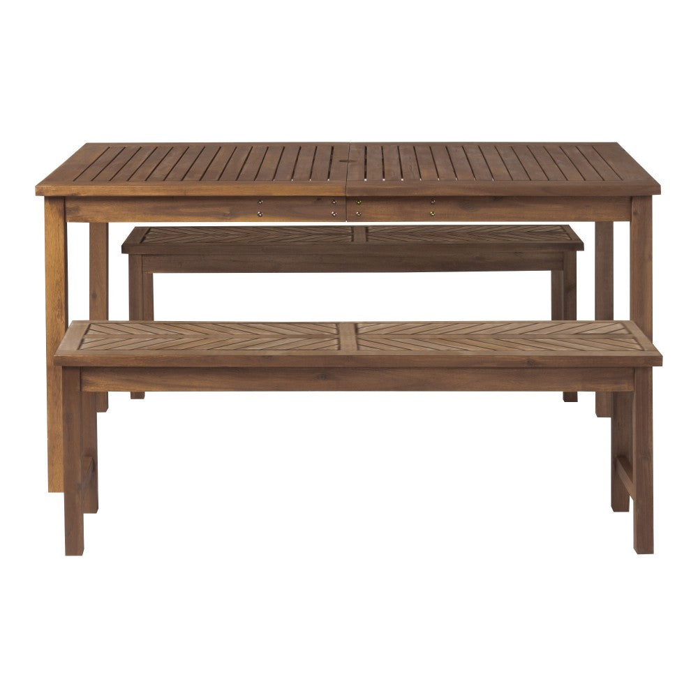 Vincent 3-Piece Chevron Outdoor Patio Dining Set - Dark Brown
