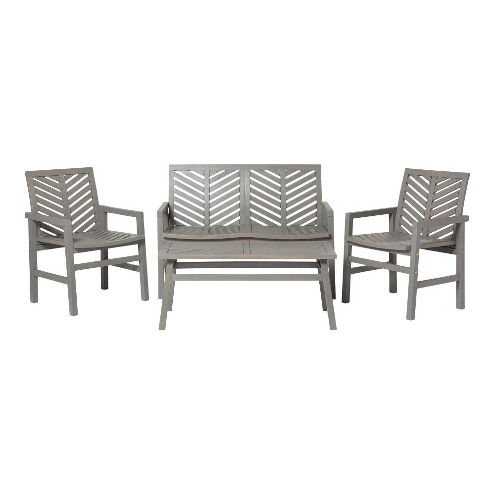 Vincent 4-Piece Chevron Outdoor Patio Chat Set - Gray Wash
