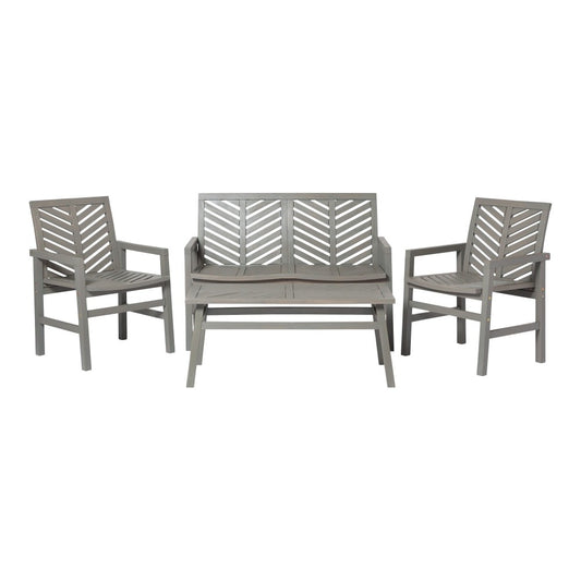 Vincent 4-Piece Chevron Outdoor Patio Chat Set - Gray Wash