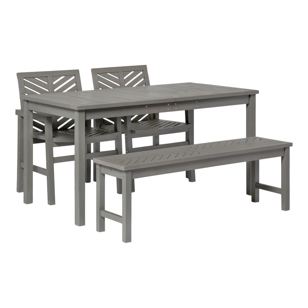 Vincent 4-Piece Chevron Outdoor Patio Dining Set - Gray Wash