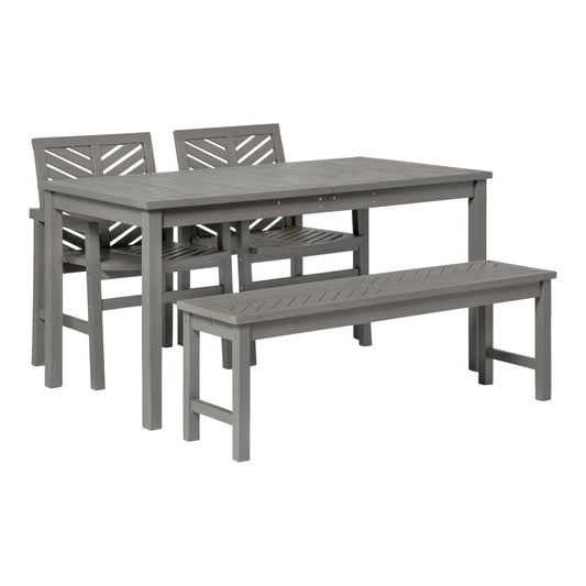 Vincent 4-Piece Chevron Outdoor Patio Dining Set - Gray Wash