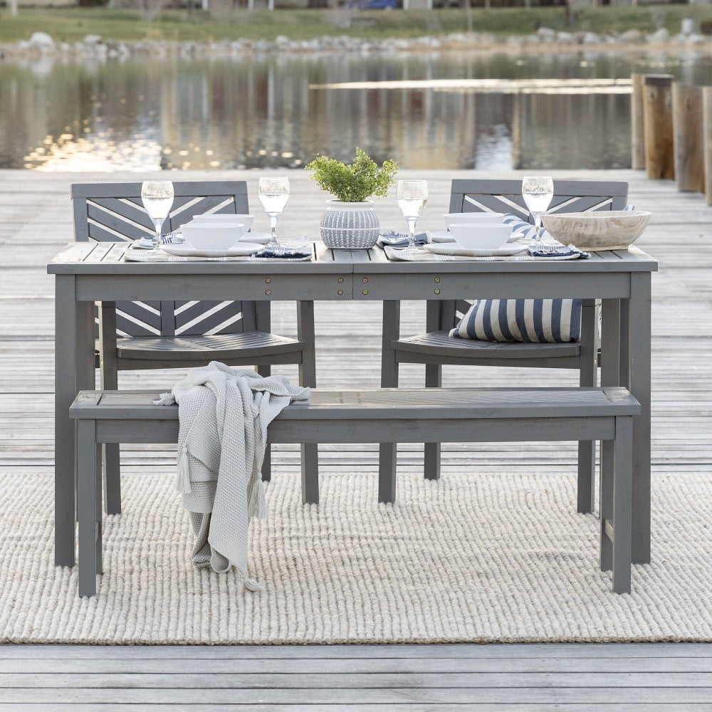 Vincent 4-Piece Chevron Outdoor Patio Dining Set - Gray Wash
