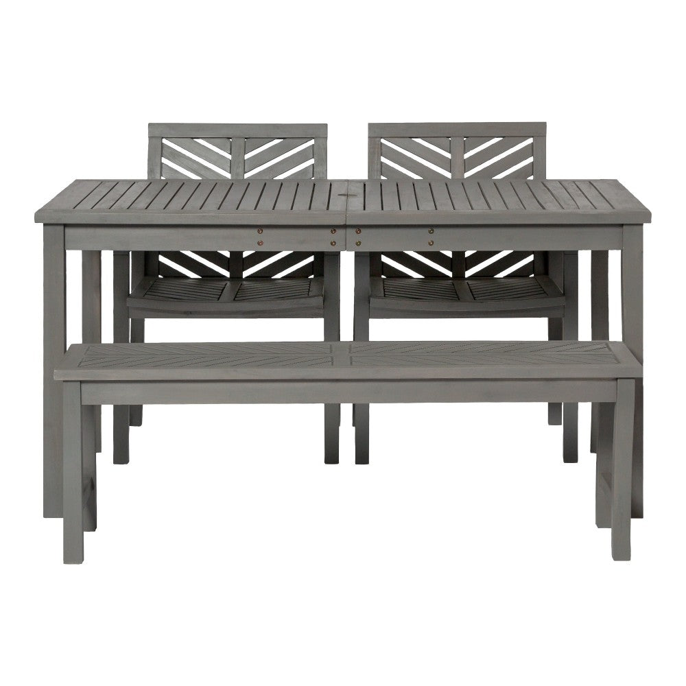 Vincent 4-Piece Chevron Outdoor Patio Dining Set - Gray Wash