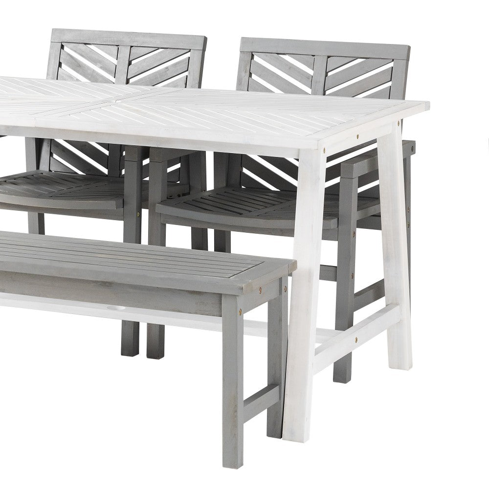 Vincent 4 Piece Outdoor Dining Table Set - White Wash/Gray