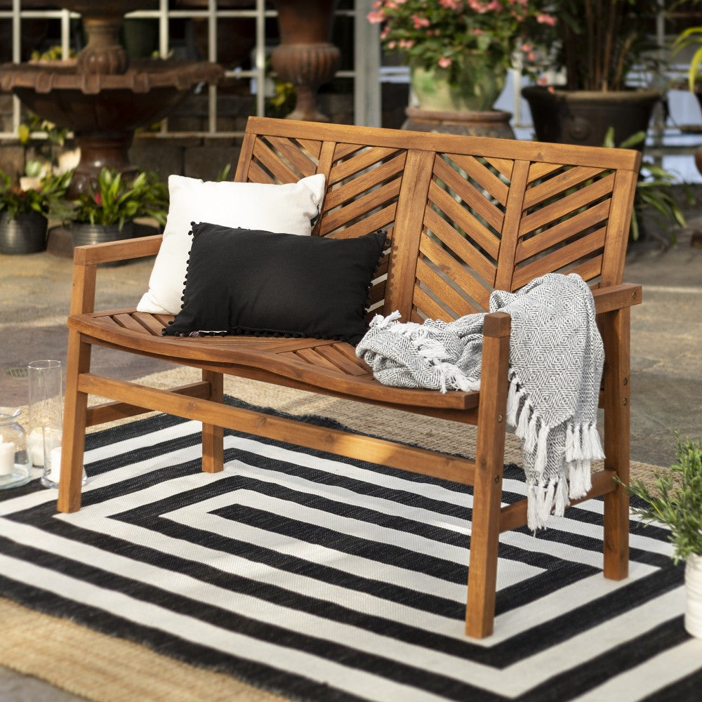 Vincent 48" Patio Wood Loveseat Bench - Brown