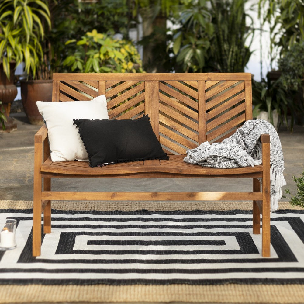 Vincent 48" Patio Wood Loveseat Bench - Brown