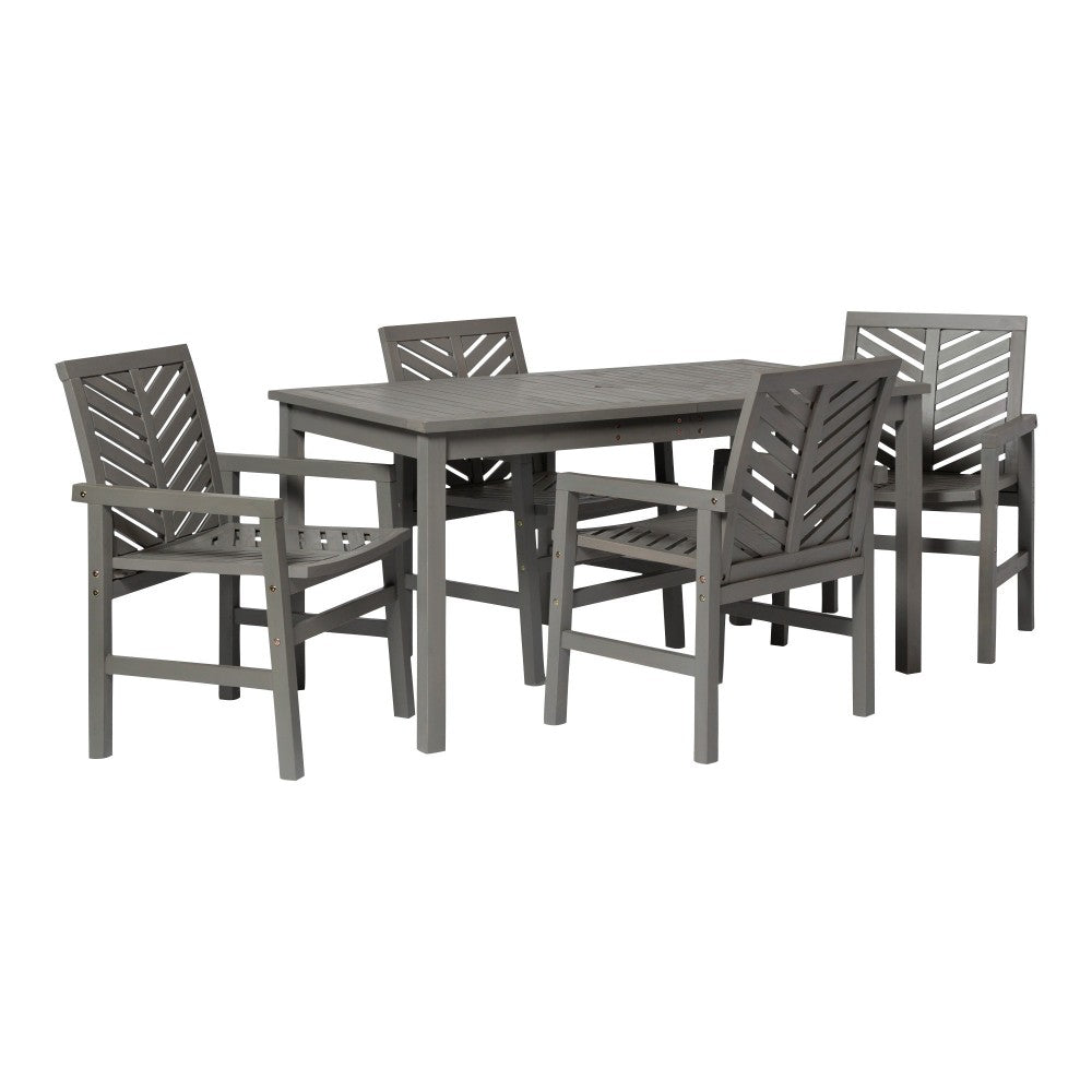 Vincent 5-Piece Chevron Outdoor Patio Dining Set - Gray Wash