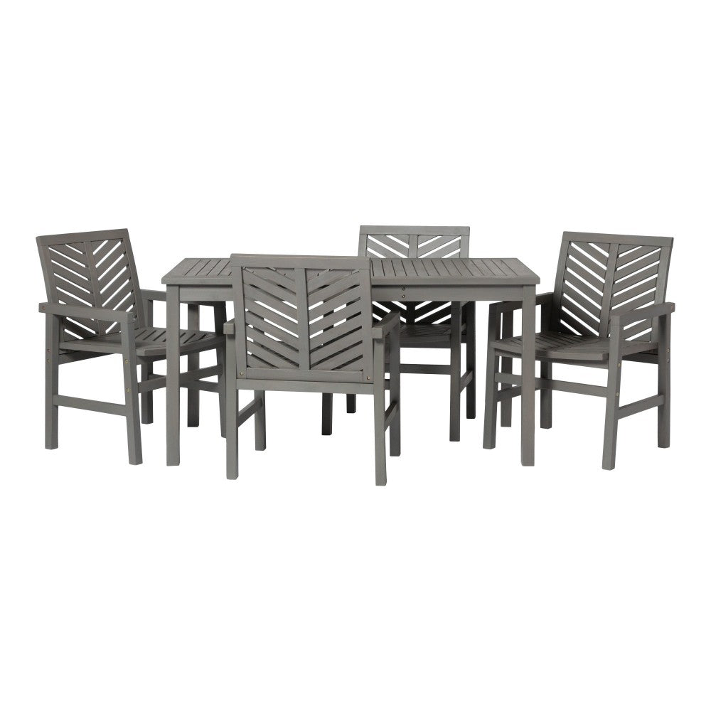 Vincent 5-Piece Chevron Outdoor Patio Dining Set - Gray Wash