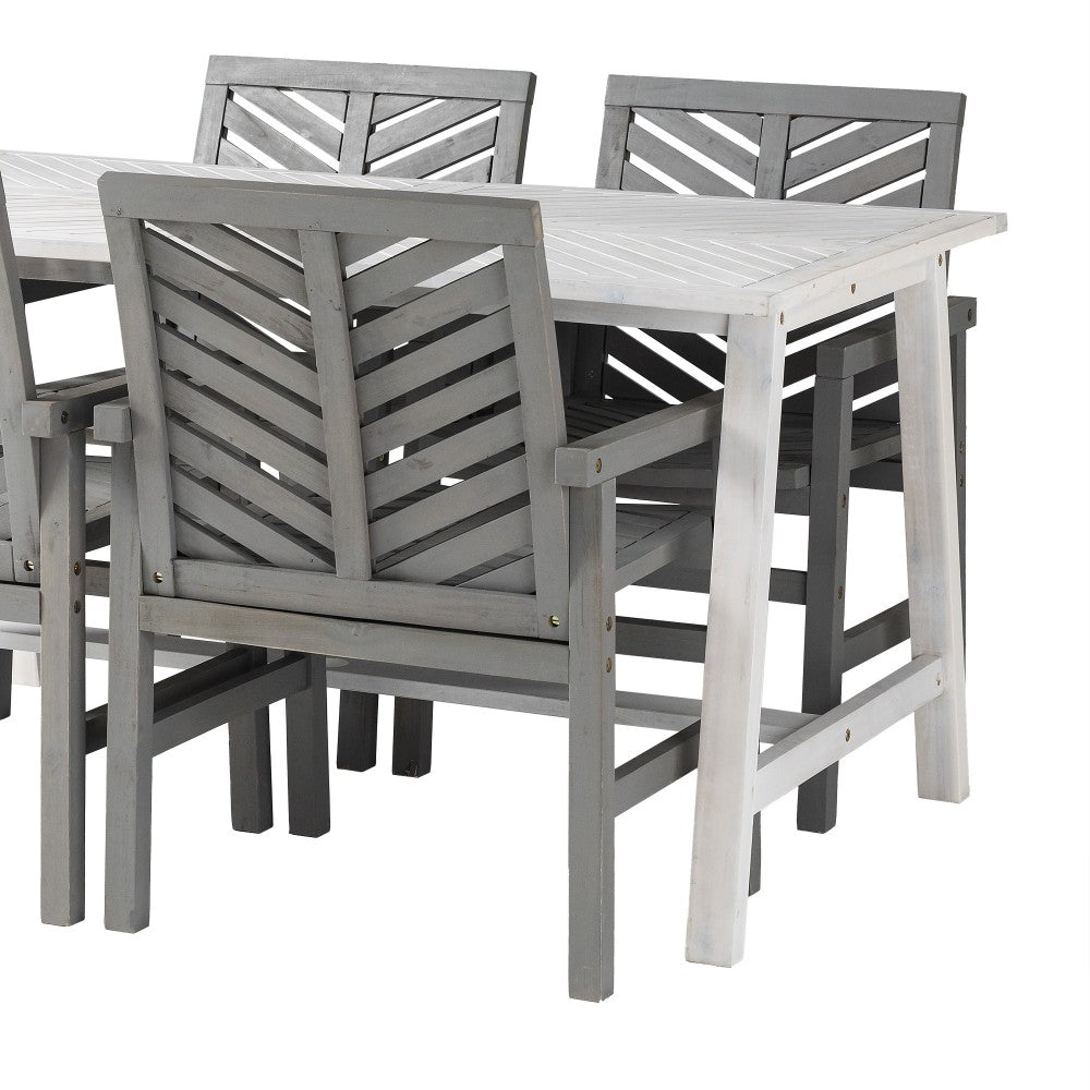 Vincent 5 Piece Outdoor Dining Table Set - White Wash/Gray