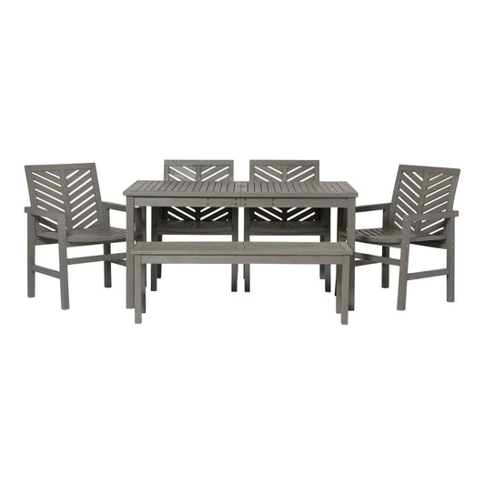 Vincent 6-Piece Chevron Outdoor Patio Dining Set - Gray Wash
