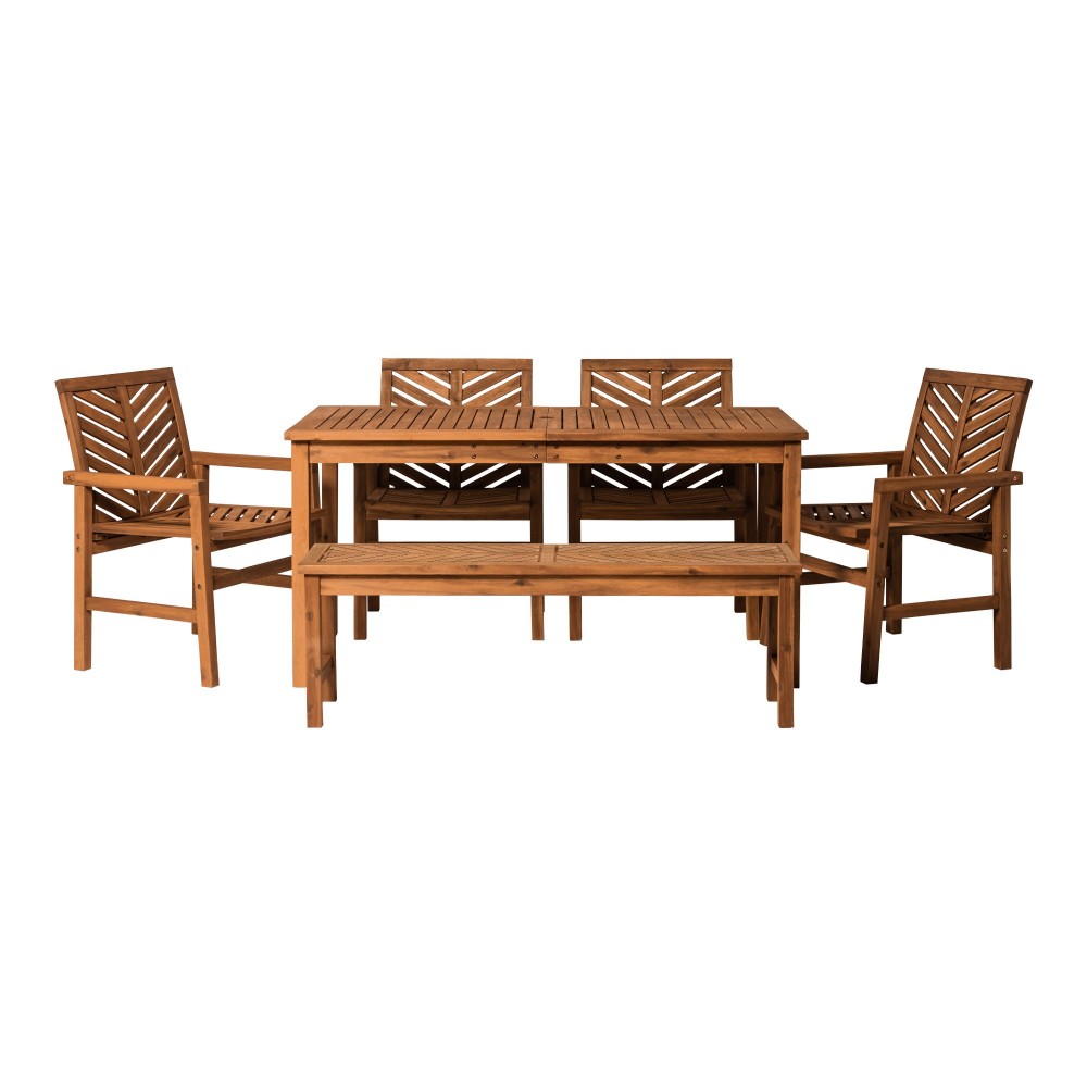 Vincent 6-Piece Chevron Outdoor Patio Dining Set - Brown