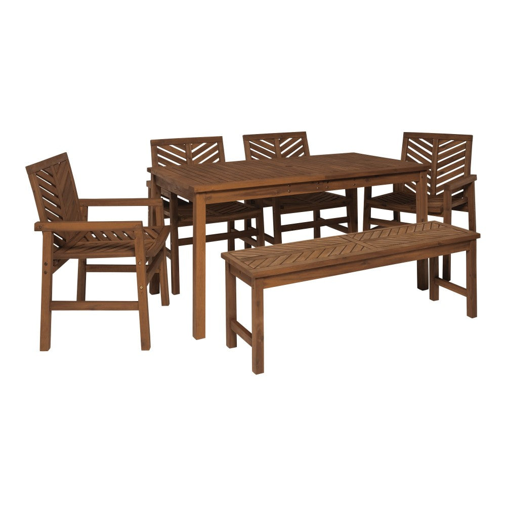 Vincent 6-Piece Chevron Outdoor Patio Dining Set - Dark Brown