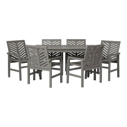 Vincent 7-Piece Chevron Outdoor Patio Dining Set - Gray Wash