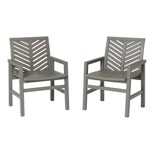 Vincent Outdoor Chevron Chair, Set of 2 - Gray Wash