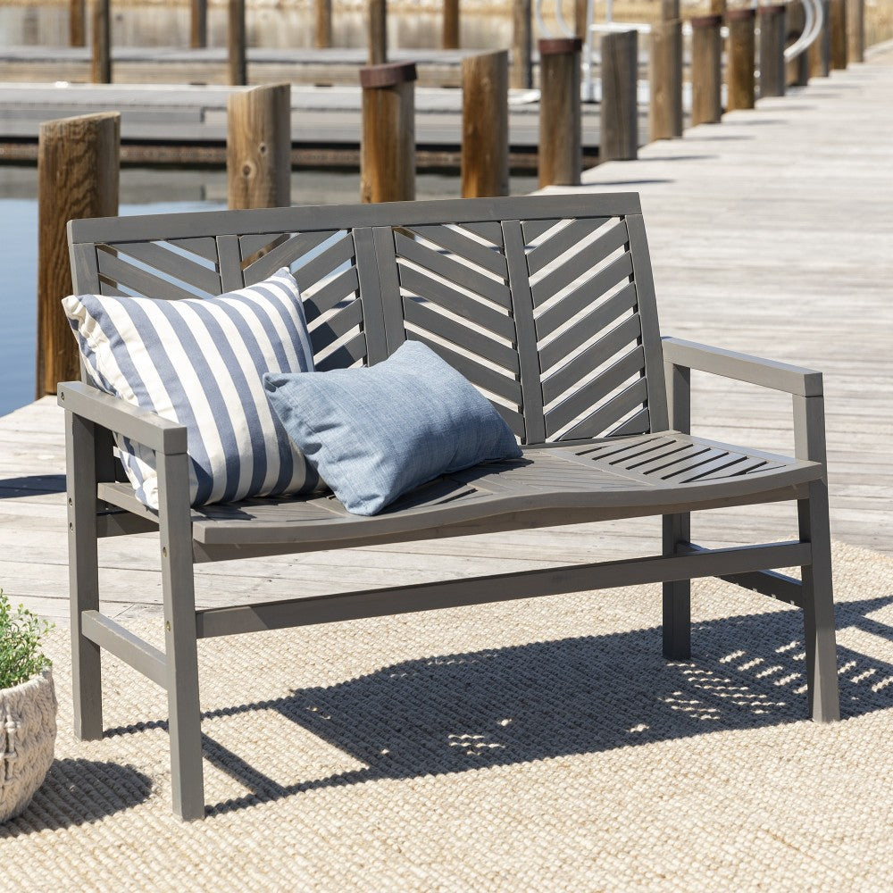 Vincent Outdoor Chevron Love Seat - Gray Wash