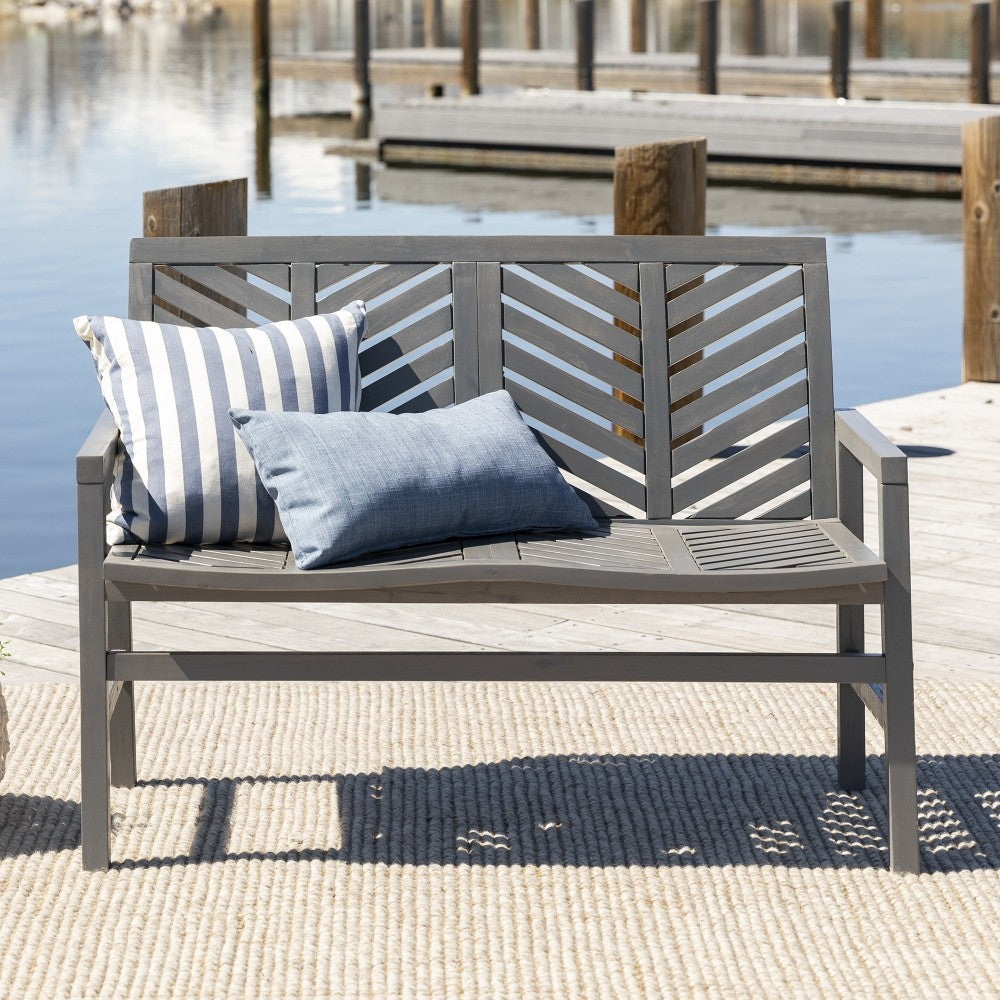 Vincent Outdoor Chevron Love Seat - Gray Wash