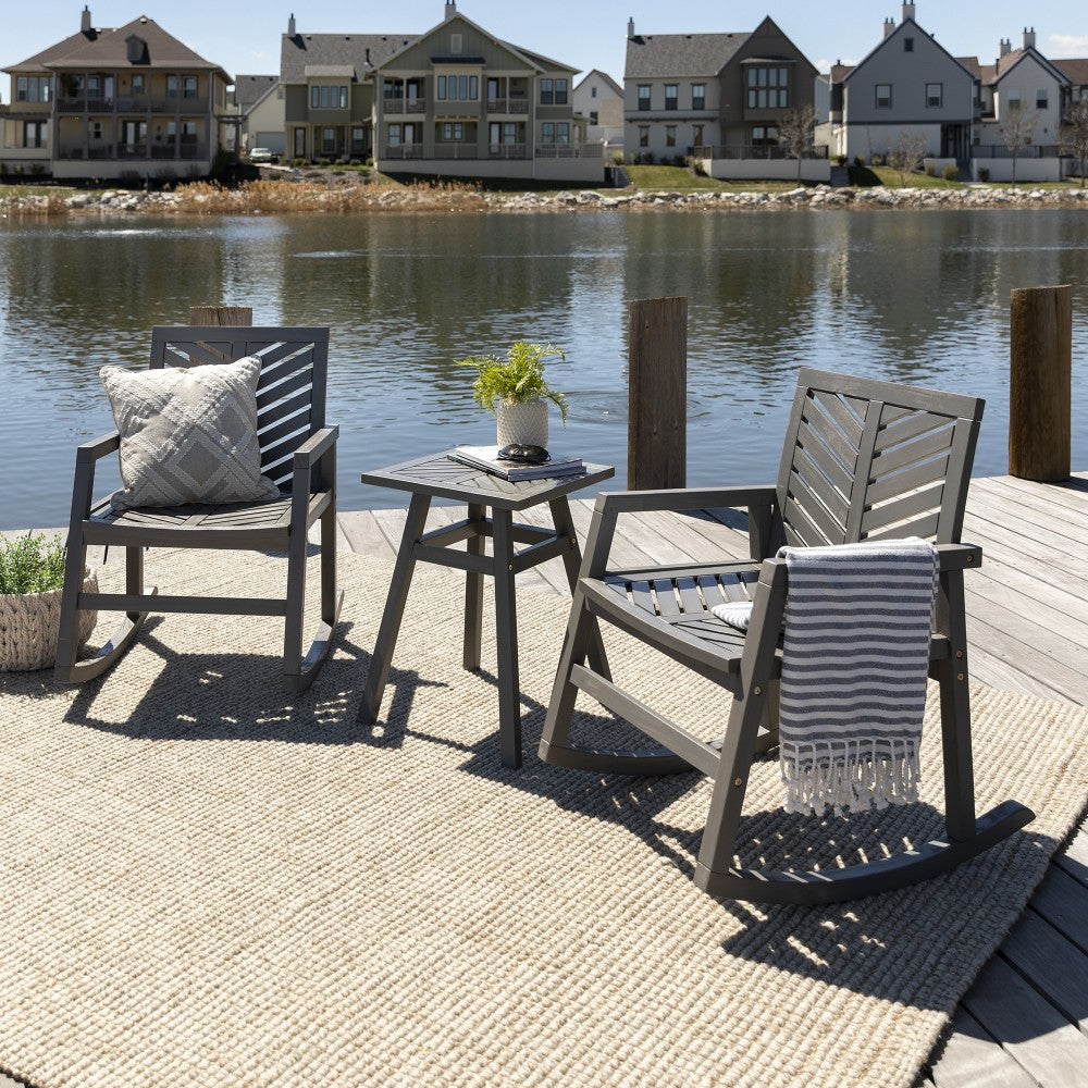 Vincent Outdoor Chevron Rocking Chair - Gray Wash