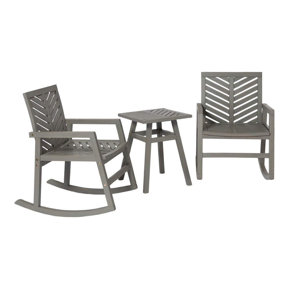 Vincent Outdoor Chevron Rocking Chair - Gray Wash