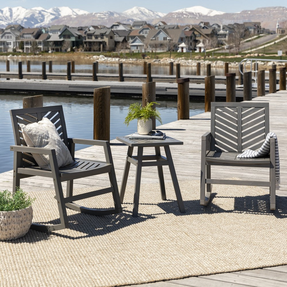 Vincent Outdoor Chevron Rocking Chair - Gray Wash