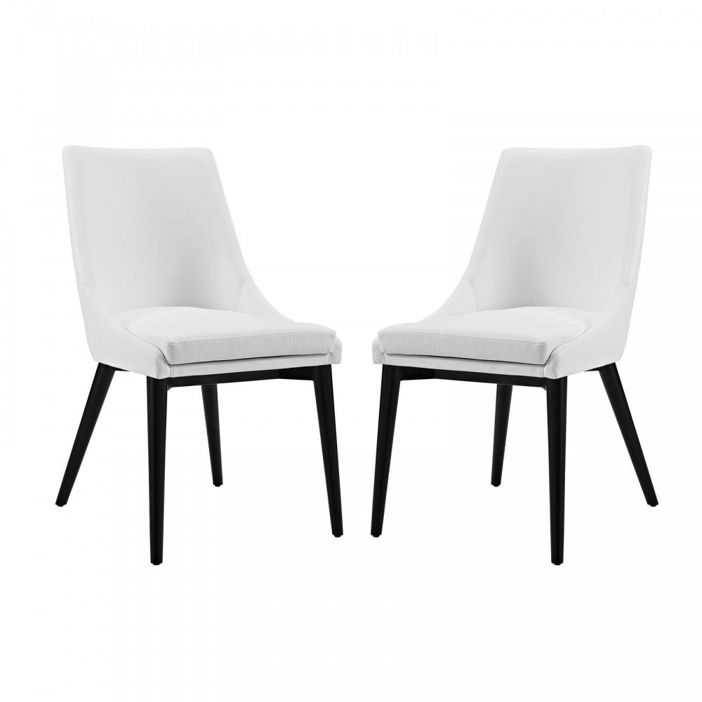 Viscount Dining Side Chair Vinyl Set of 2, White