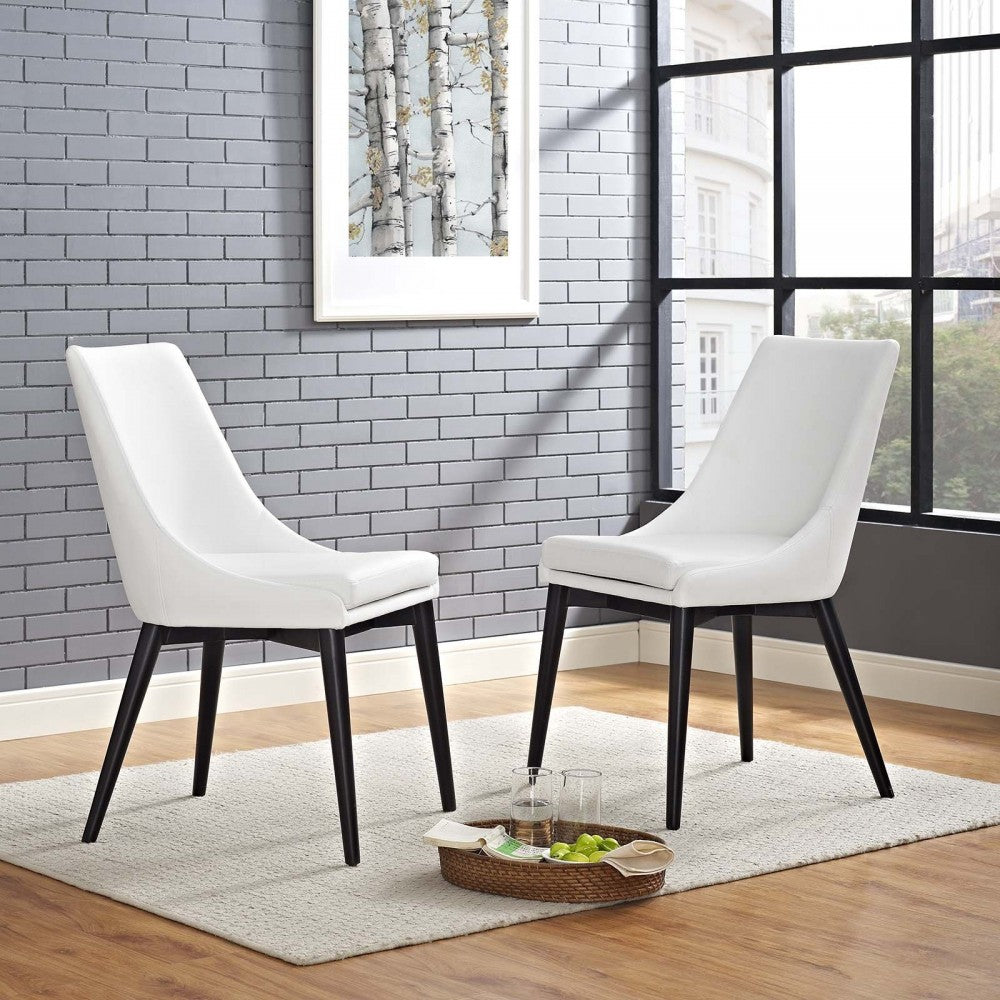 Viscount Dining Side Chair Vinyl Set of 2, White