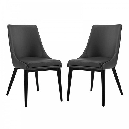 Viscount Dining Side Chair Vinyl Set of 2, Black