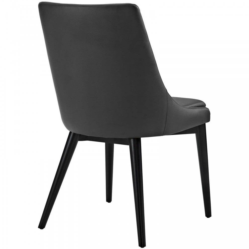 Viscount Dining Side Chair Vinyl Set of 2, Black