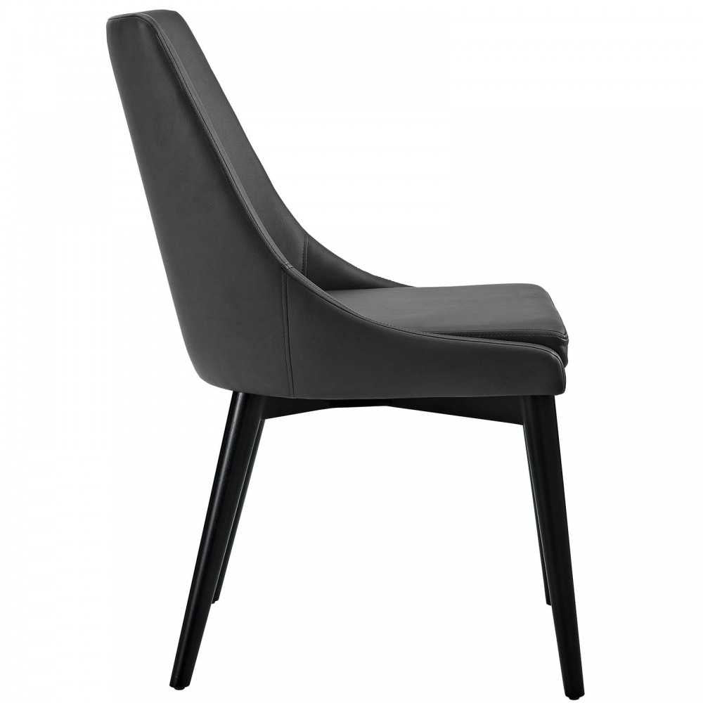 Viscount Dining Side Chair Vinyl Set of 2, Black