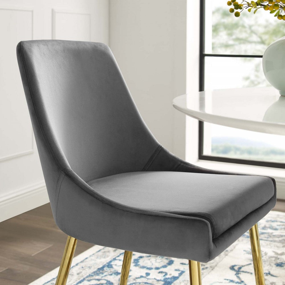 Viscount Performance Velvet Dining Chairs - Set of 2, Gold Charcoal