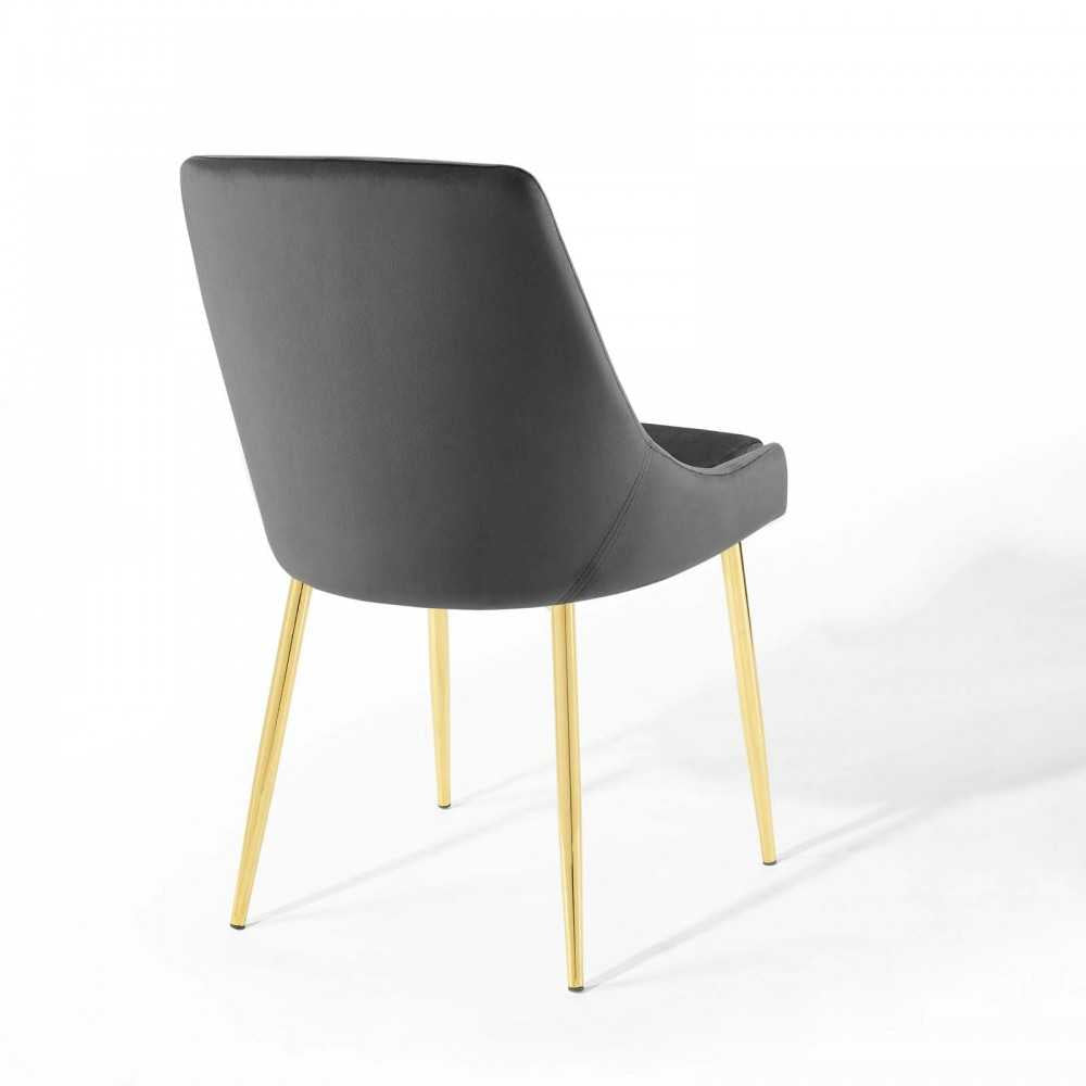 Viscount Performance Velvet Dining Chairs - Set of 2, Gold Charcoal