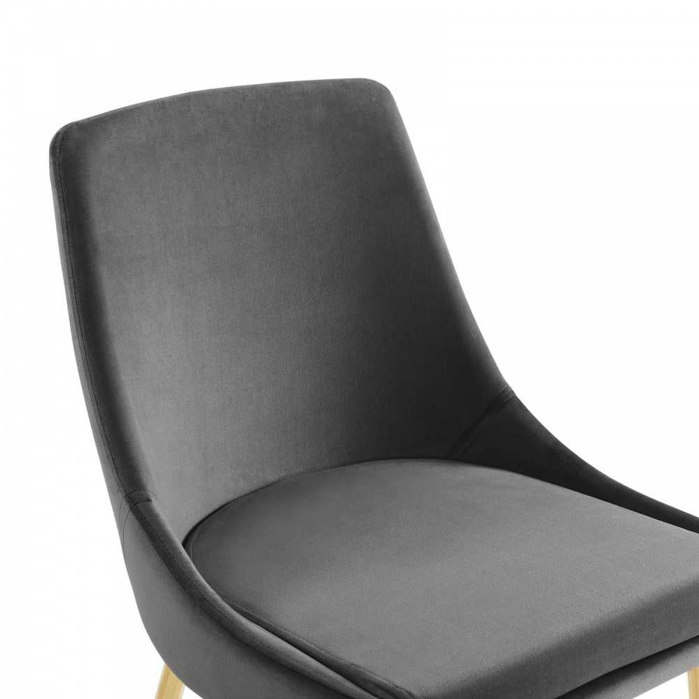 Viscount Performance Velvet Dining Chairs - Set of 2, Gold Charcoal