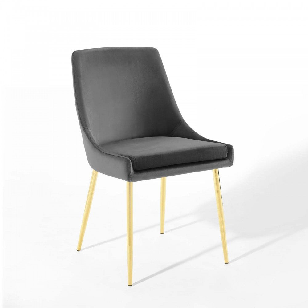 Viscount Performance Velvet Dining Chairs - Set of 2, Gold Charcoal