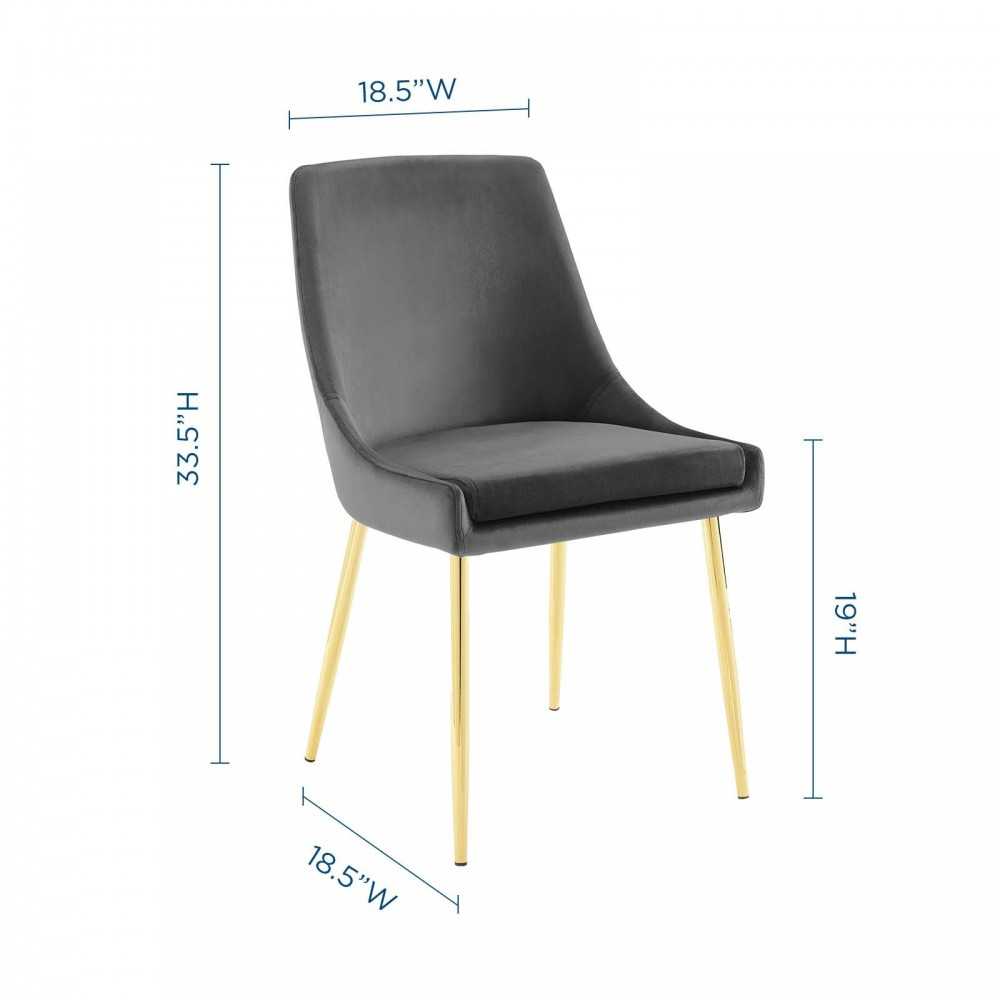Viscount Performance Velvet Dining Chairs - Set of 2, Gold Charcoal