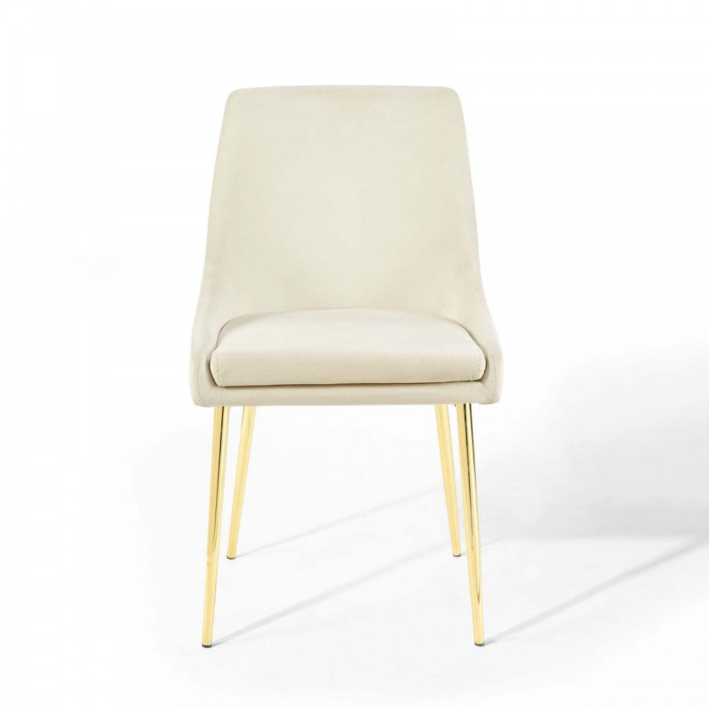 Viscount Performance Velvet Dining Chairs - Set of 2, Gold Ivory