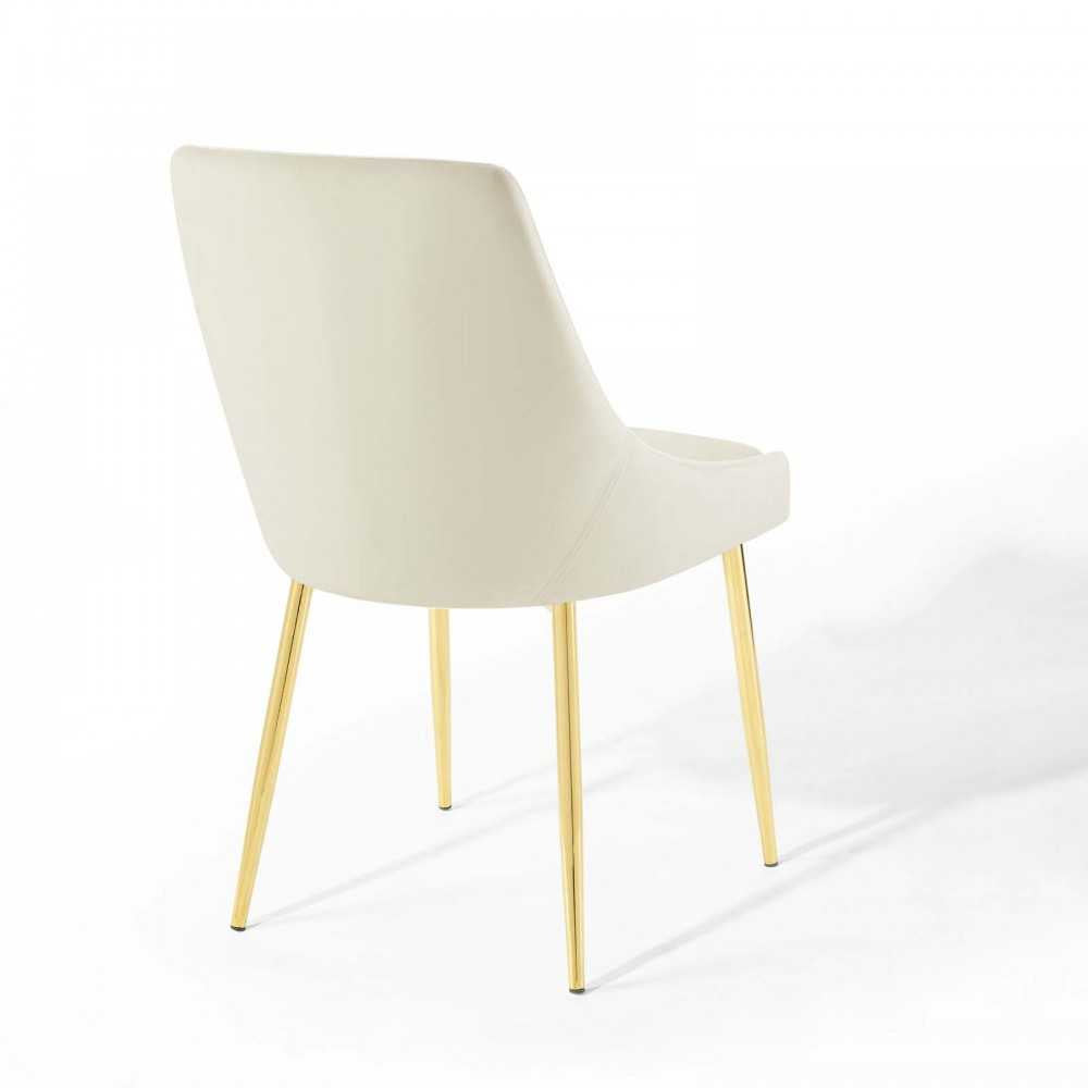 Viscount Performance Velvet Dining Chairs - Set of 2, Gold Ivory