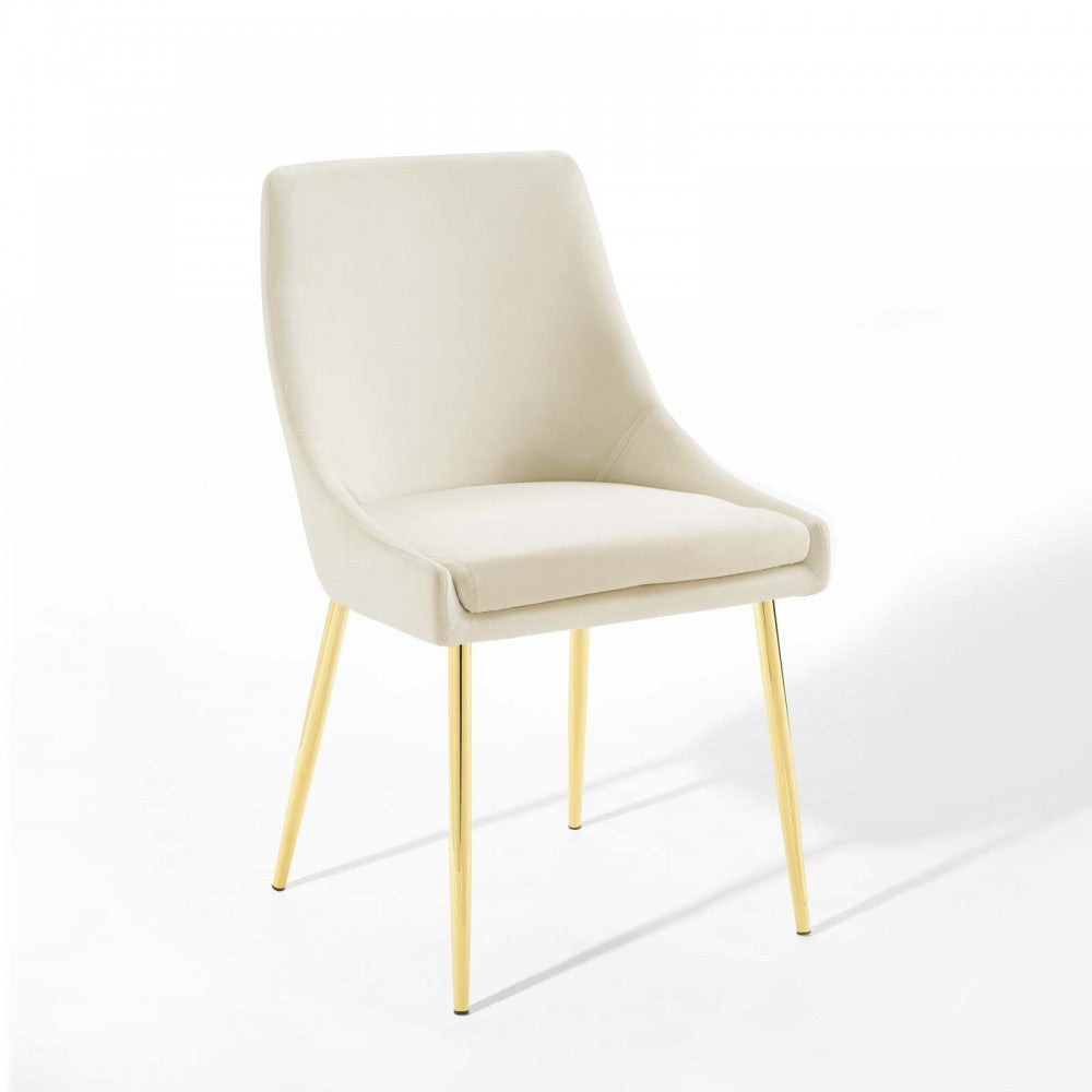 Viscount Performance Velvet Dining Chairs - Set of 2, Gold Ivory