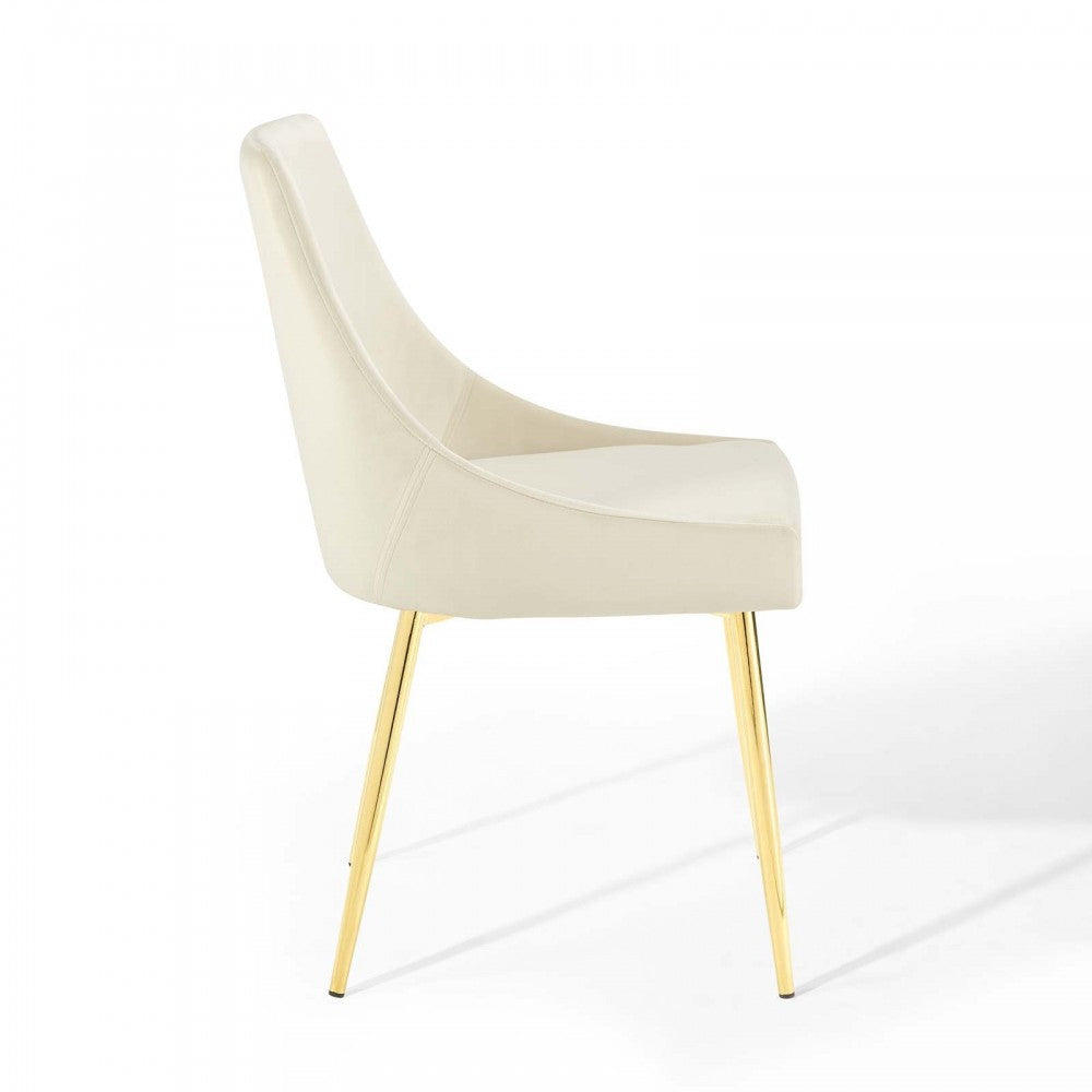 Viscount Performance Velvet Dining Chairs - Set of 2, Gold Ivory