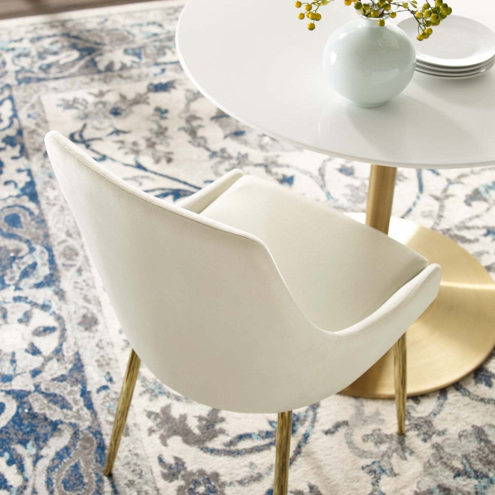 Viscount Performance Velvet Dining Chairs - Set of 2, Gold Ivory