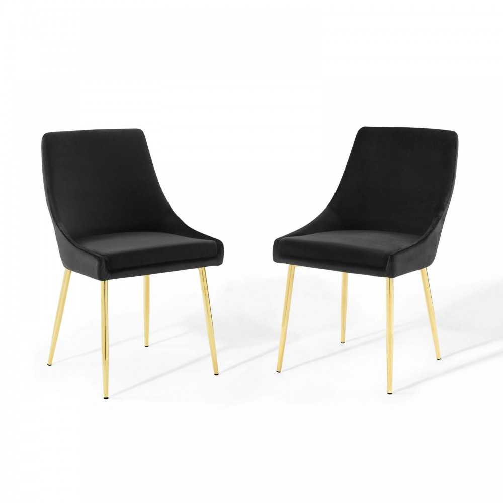 Viscount Performance Velvet Dining Chairs - Set of 2, Gold Black