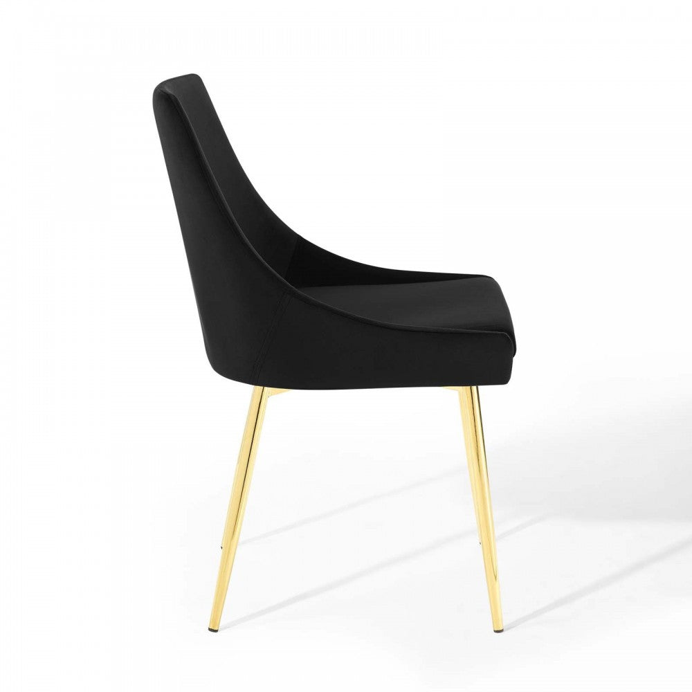 Viscount Performance Velvet Dining Chairs - Set of 2, Gold Black
