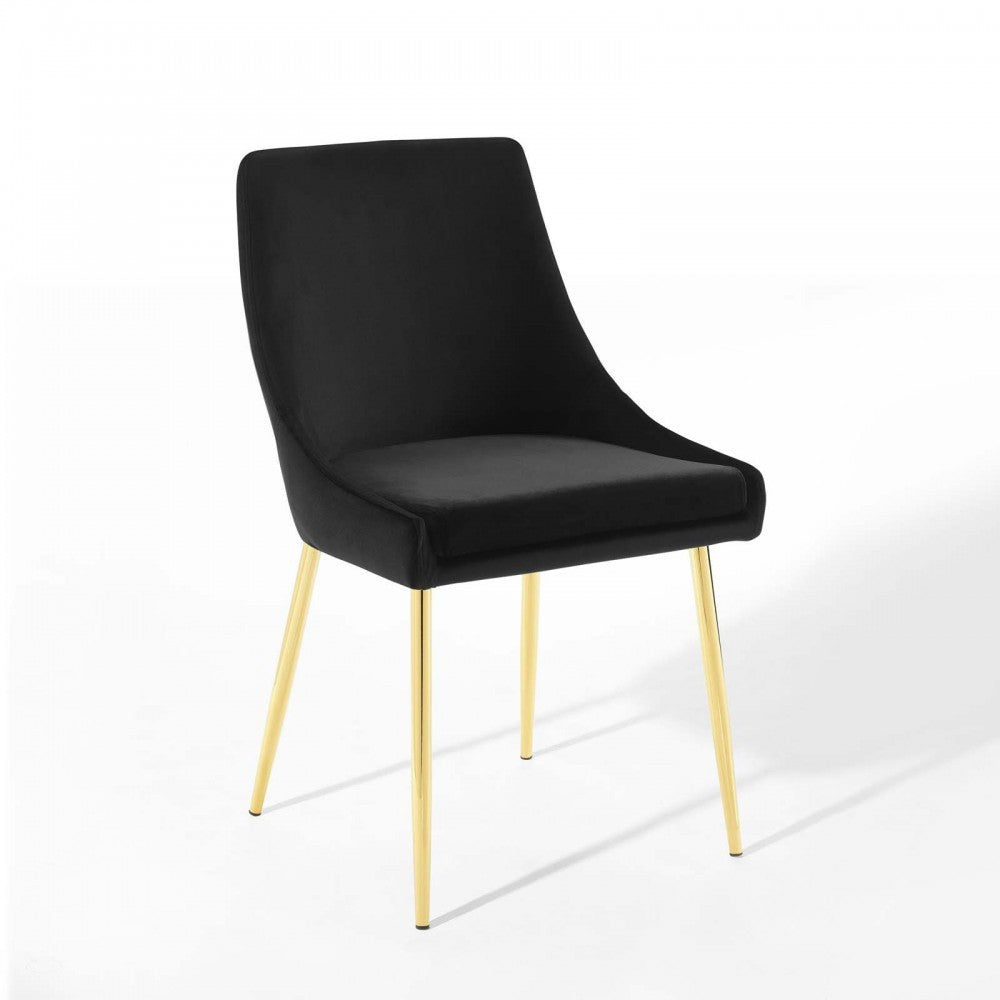 Viscount Performance Velvet Dining Chairs - Set of 2, Gold Black