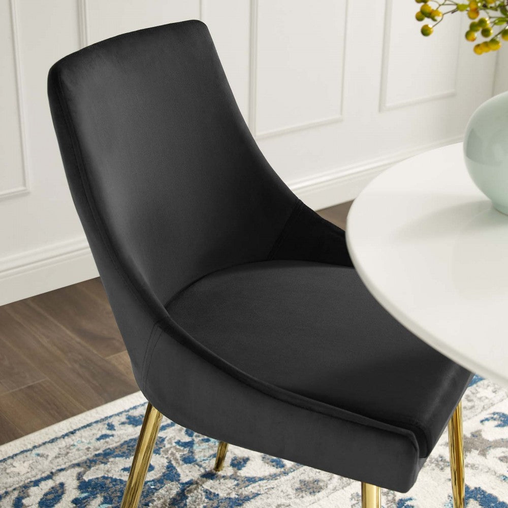 Viscount Performance Velvet Dining Chairs - Set of 2, Gold Black