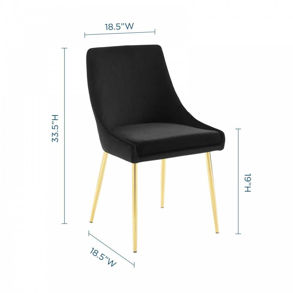 Viscount Performance Velvet Dining Chairs - Set of 2, Gold Black