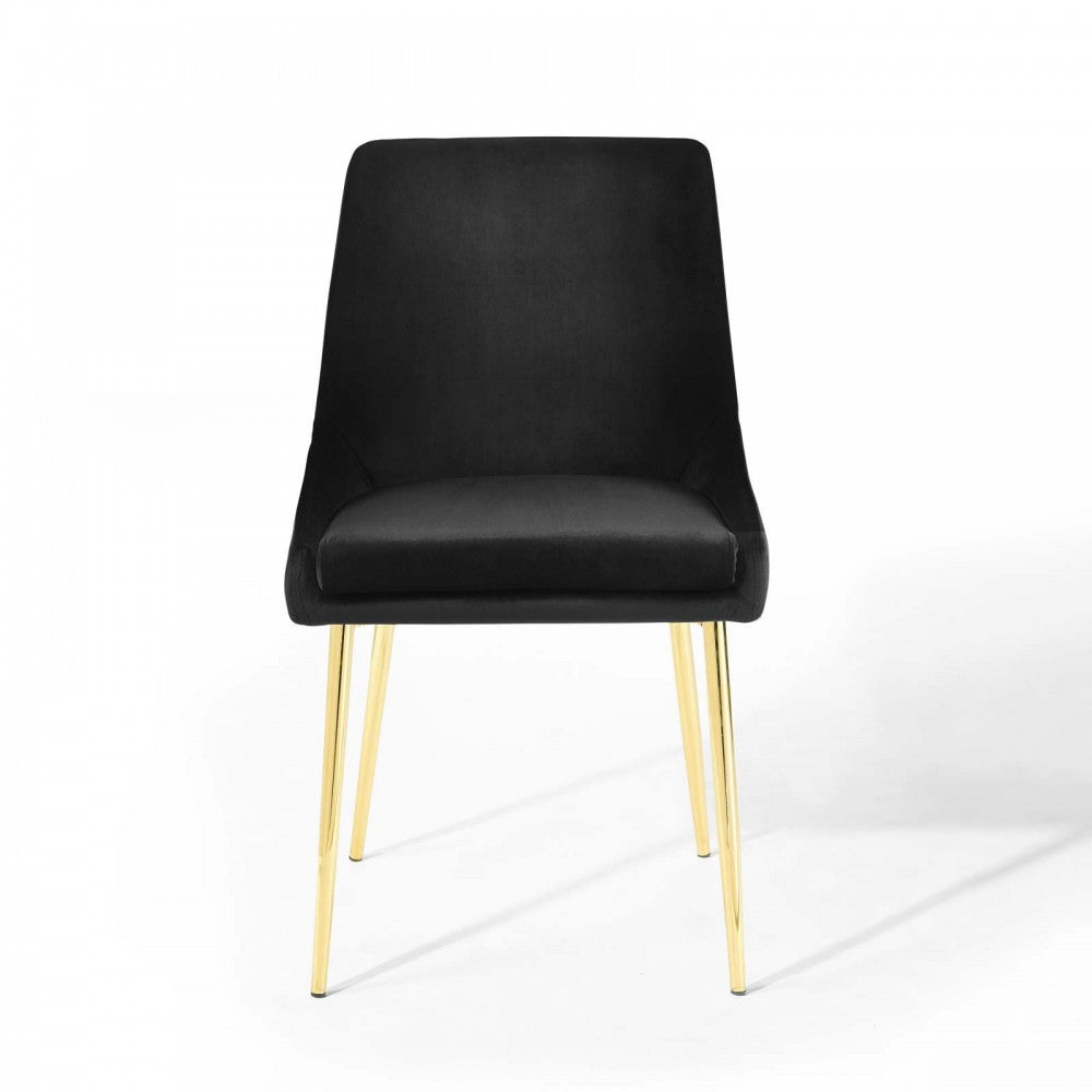 Viscount Performance Velvet Dining Chairs - Set of 2, Gold Black