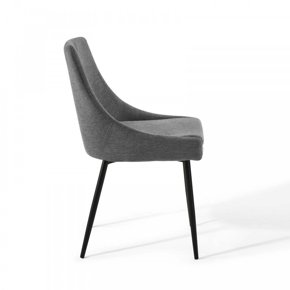 Viscount Upholstered Fabric Dining Chairs - Set of 2, Black Charcoal