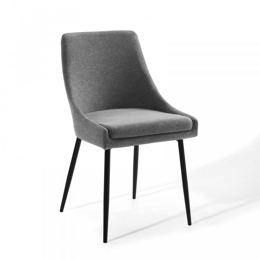 Viscount Upholstered Fabric Dining Chairs - Set of 2, Black Charcoal
