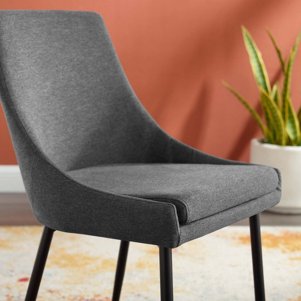 Viscount Upholstered Fabric Dining Chairs - Set of 2, Black Charcoal